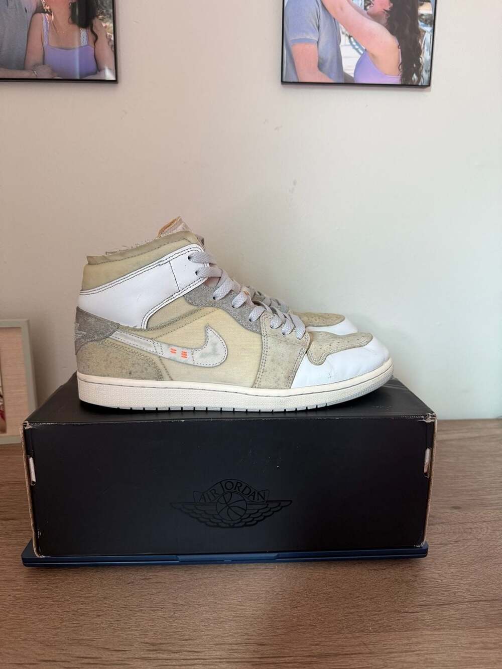 Air Jordan 1 Mid SE Craft Inside Out White Grey Phantom Men's Size 10.5